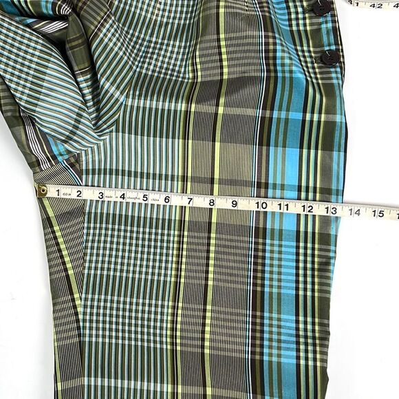 Talbots Petites Cropped Silk Blend Plaid Pant, Green/Blue, Size 12 P - Picture 13 of 14